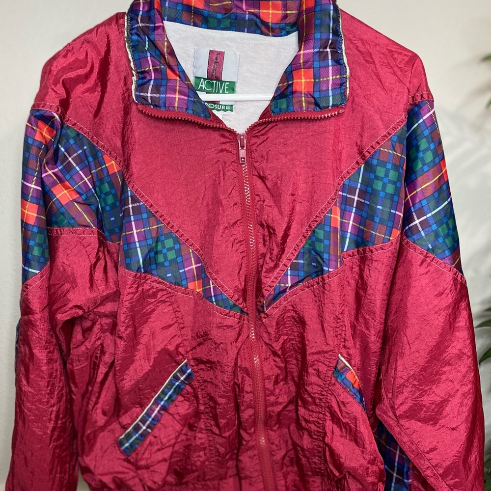 Vintage Active USA Women's Red Plaid Jacket